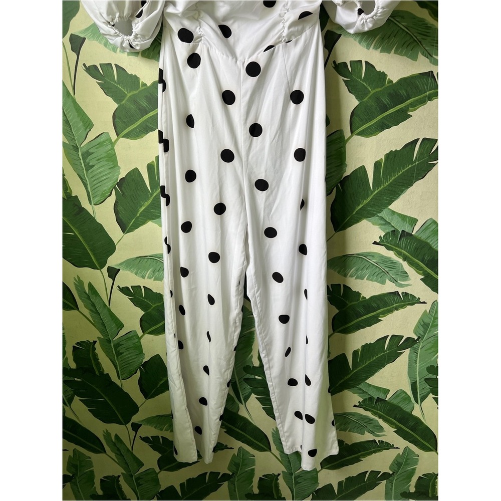 Nasty Gal Polka Dot Jumpsuit Women Size 2 White Black - Picture 3 of 8
